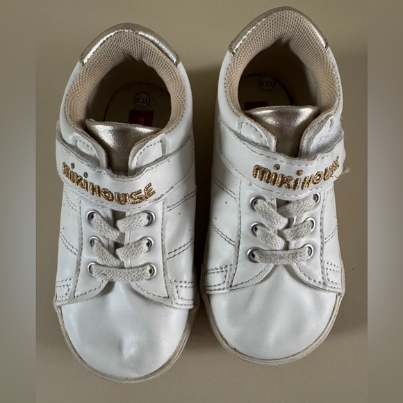 Miki House White & Gold Toddler Sneakers - Picture 8 of 12